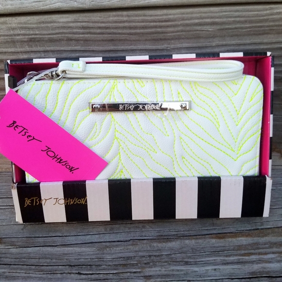 Betsey Johnson Handbags - Betsey Johnson, Lime Green Zebra Wallet, Wristlet